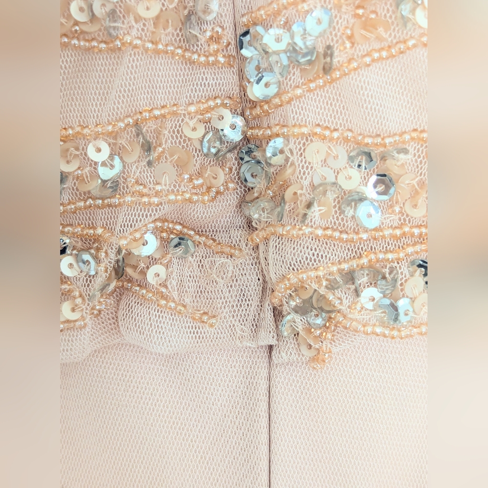 AIDAN MATTOX Light Pink/Blush Blouson Beaded Dress Size 4 - Picture 8 of 16